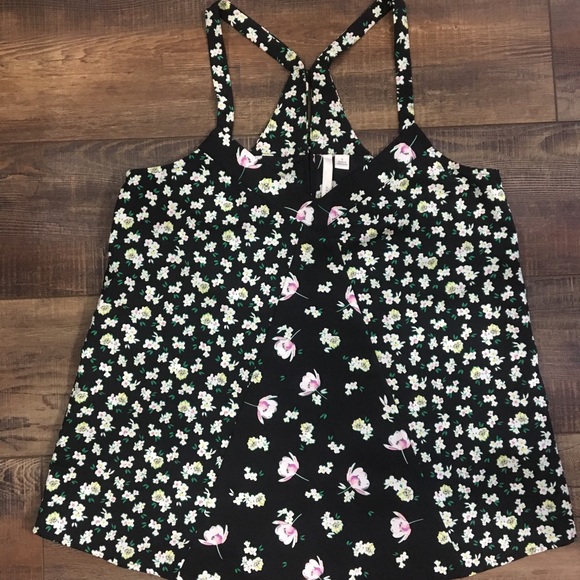 Lauren Conrad floral black tank size small - Picture 1 of 3